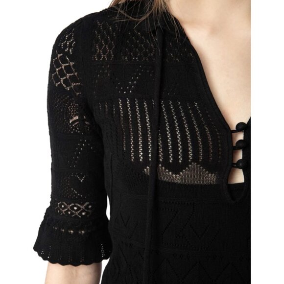 Zadig & Voltaire Memphisa Pointelle Knit Dress-Black - Picture 4 of 7